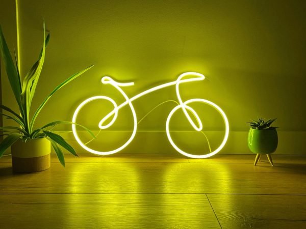 Yellow bicycle bicycle neon sign