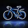 blue white bicycle bicycle neon sign
