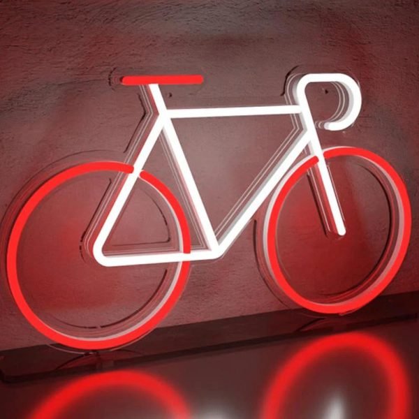 red white bicycle bicycle neon sign